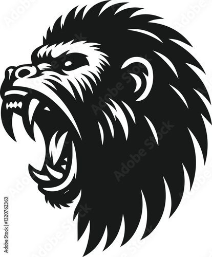 Baboon baring its teeth aggressively animal vector
