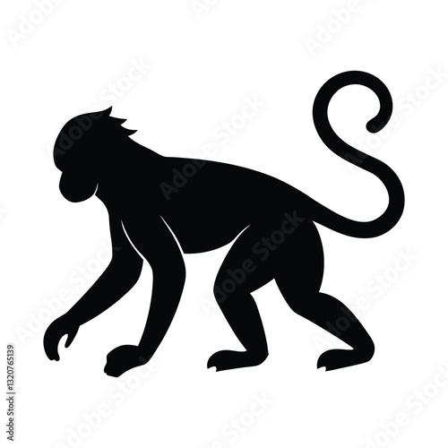 Minimal Monkey Silhouette Icon Design