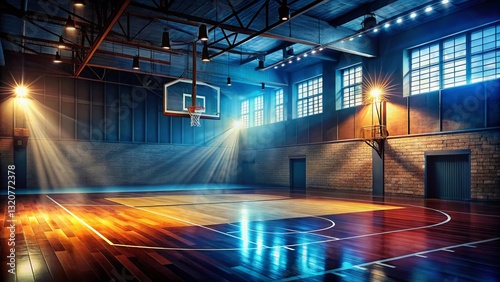 Wallpaper Mural Brightly Lit Empty Basketball Court, Clean Background, Sports Banner, Urban Exploration Torontodigital.ca