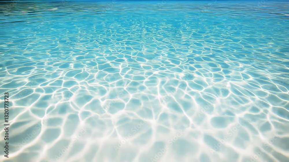 Fototapeta premium Crystal Clear Water, Sun Rays Penetrating The Sea, Underwater Shot, Vibrant Blue, Shimmering Light