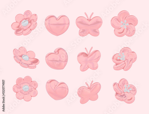 spring, hologram, pink, 3d, object