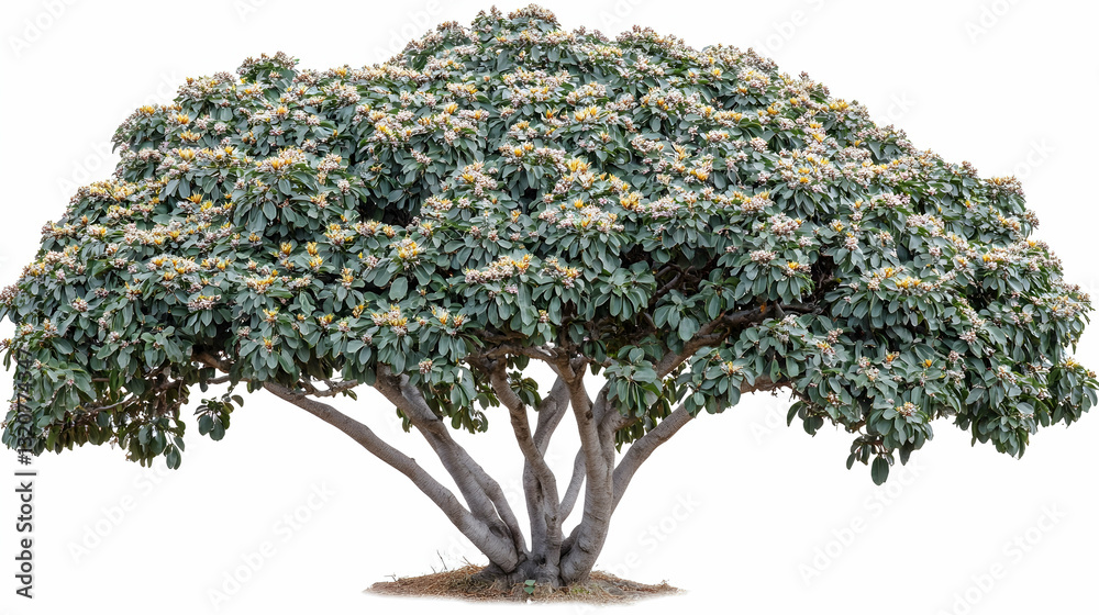 Fototapeta premium Lush Green Tree with Abundant Leaves and Blossoms in Natural Setting