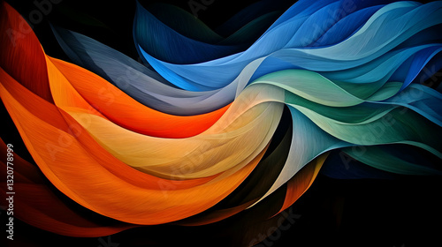 Vibrant Flowing Waves in Multicolored Shades Against Dark Background