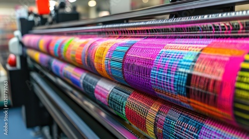 A seamless garment knitting machine producing sportswear fabric.