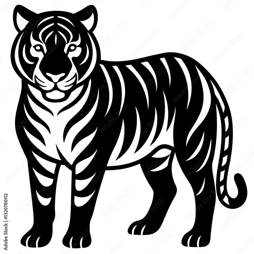 Naklejka premium Tiger vector shilhouette Icon.