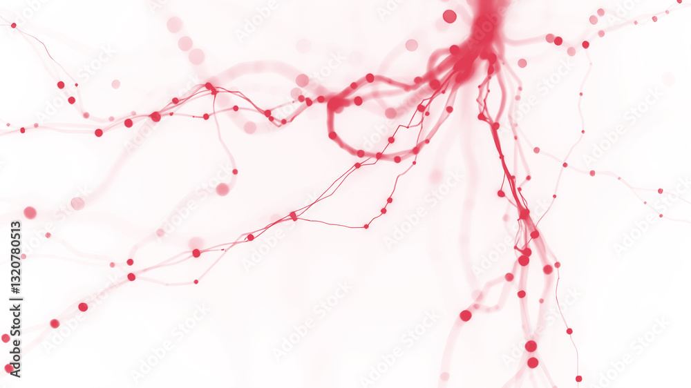 An abstract fluid pattern with vibrant red tones, organic textures, and a translucent effect