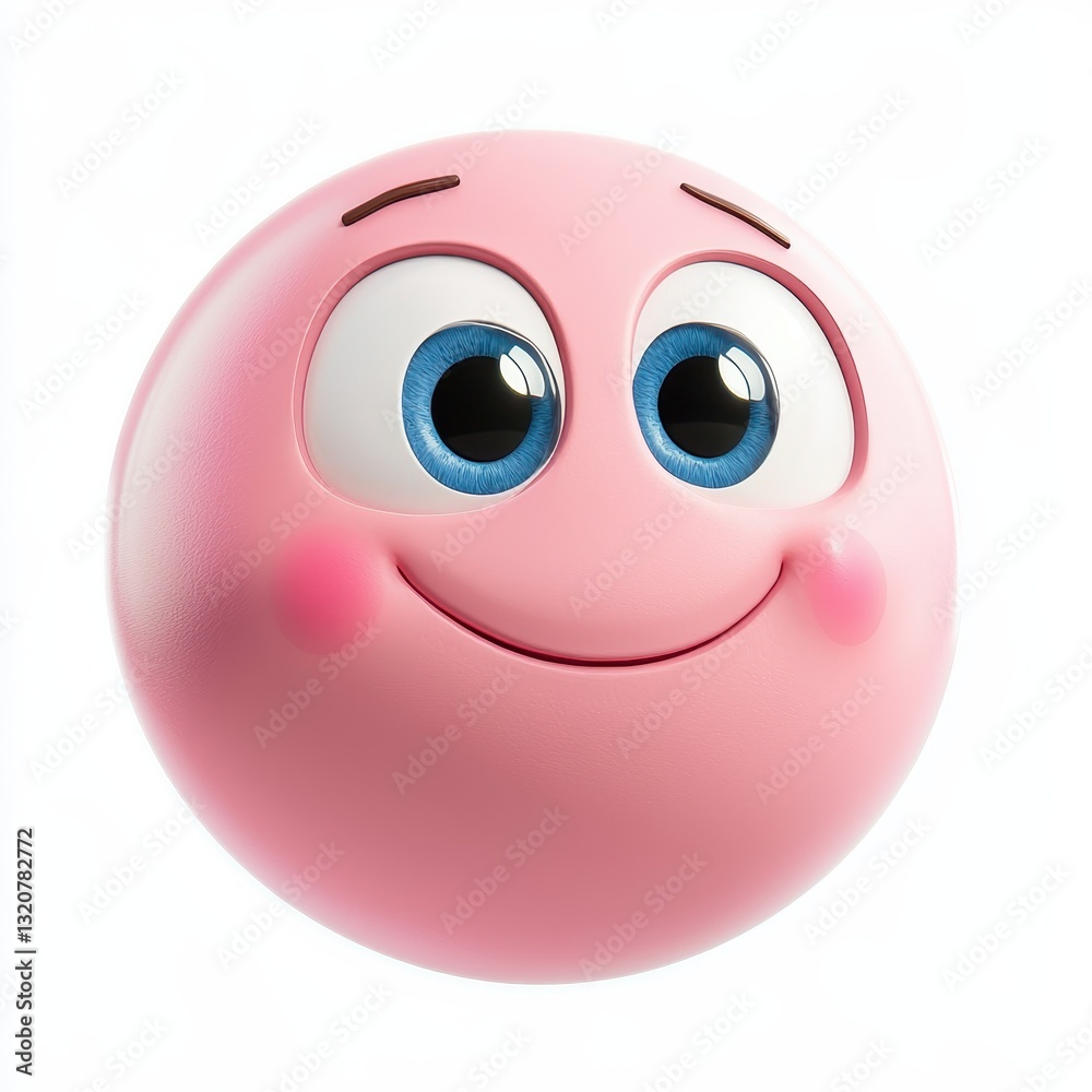 Fototapeta premium Happy face with tiny round eyes and a soft grin, isolated on clear white background