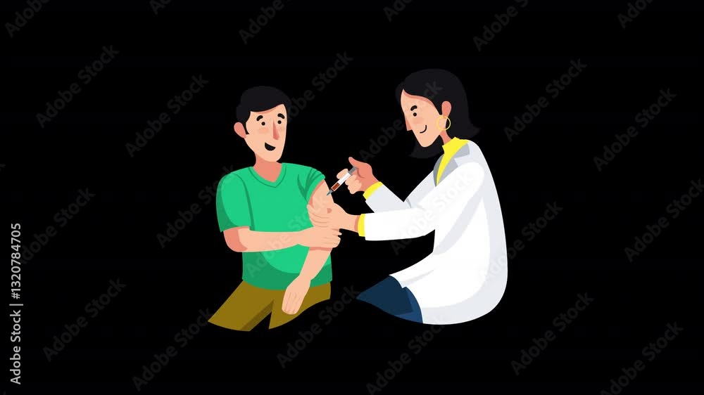 An informative animation of a doctor administering a vaccine, promoting healthcare awareness. An informative animation of a doctor administering a vaccine, promoting healthcare awareness.