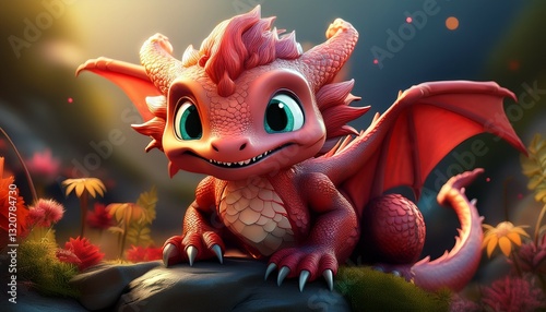 adorable red dragon