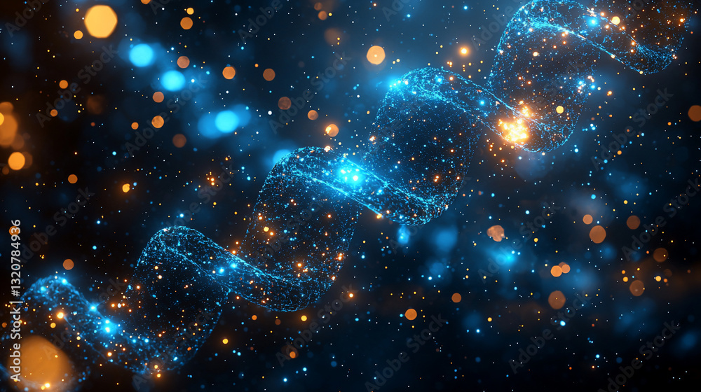 Fototapeta premium Abstract DNA spiral, bokeh effect, scientific background, for scientific or educational purposes