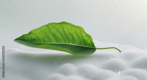 there is a leaf that is laying on a white surface