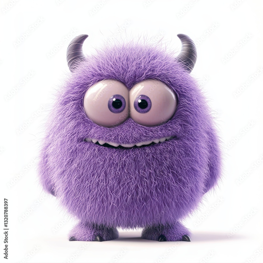 Fototapeta premium Softest Purple Monster Plush with Gentle Eyes and a Squishable Belly, isolated on clear white background