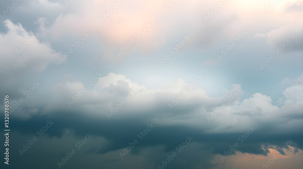 Fototapeta premium Dramatic Landscape Sky – Pastel Sunrise & Dark Storm Clouds