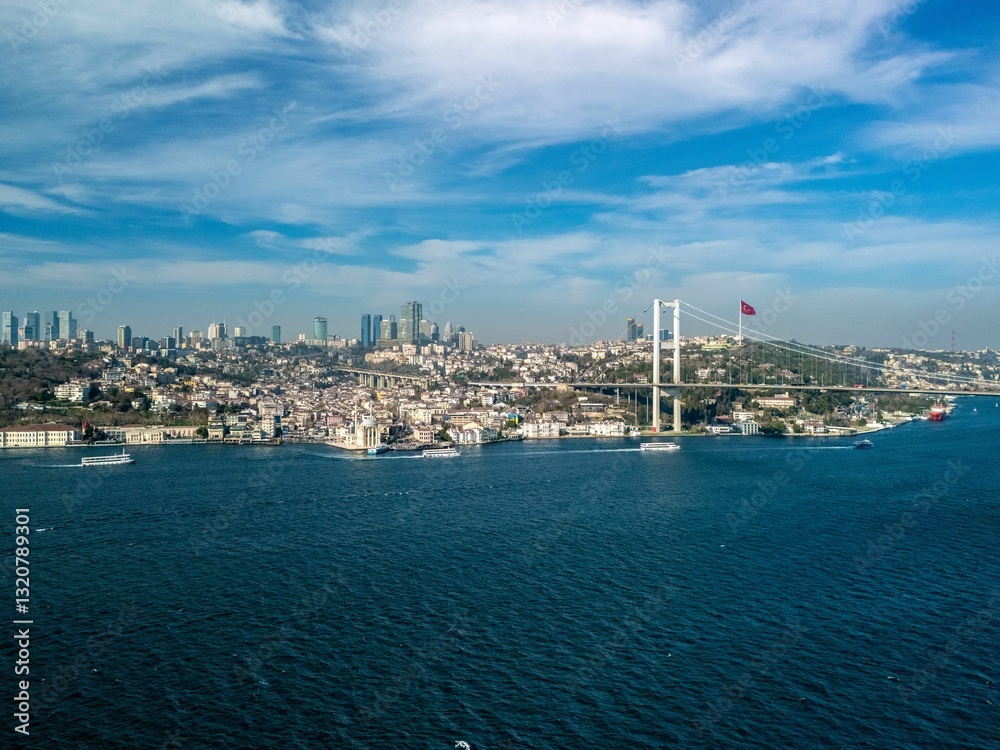 Aerial view of the Bosphorus Bridge in Istanbul. Aerial view of the Bosphorus Bridge in Istanbul.