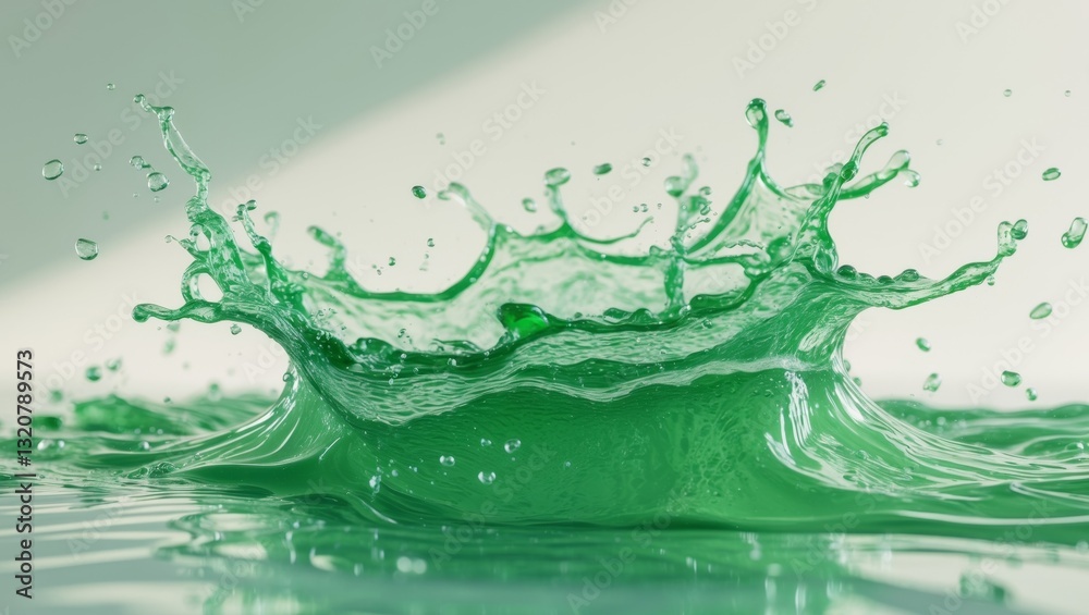 Fototapeta premium Water Splash with Green Hue Abstract Liquid Art Motion Image