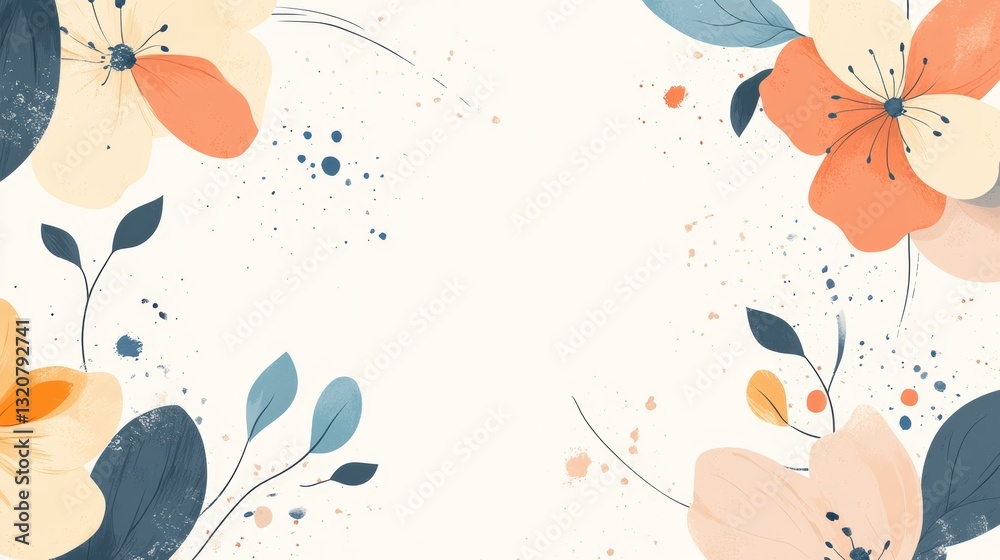 Fototapeta premium A highly detailed and realistic background Delicate, hand-drawn-inspired vector illustration of curve frame mother's day template featuring a warm and inviting atmosphere, Delicate, hand-drawn-inspire