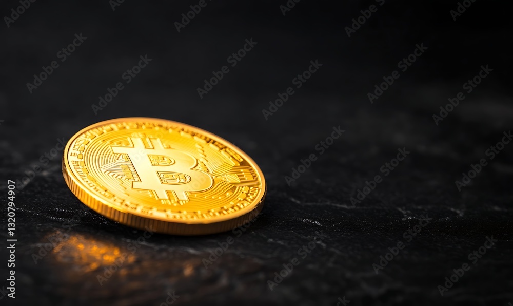A shiny gold Bitcoin rests on a dark surface, symbolizing digital currency and investment. A shiny gold Bitcoin rests on a dark surface, symbolizing digital currency and investment.