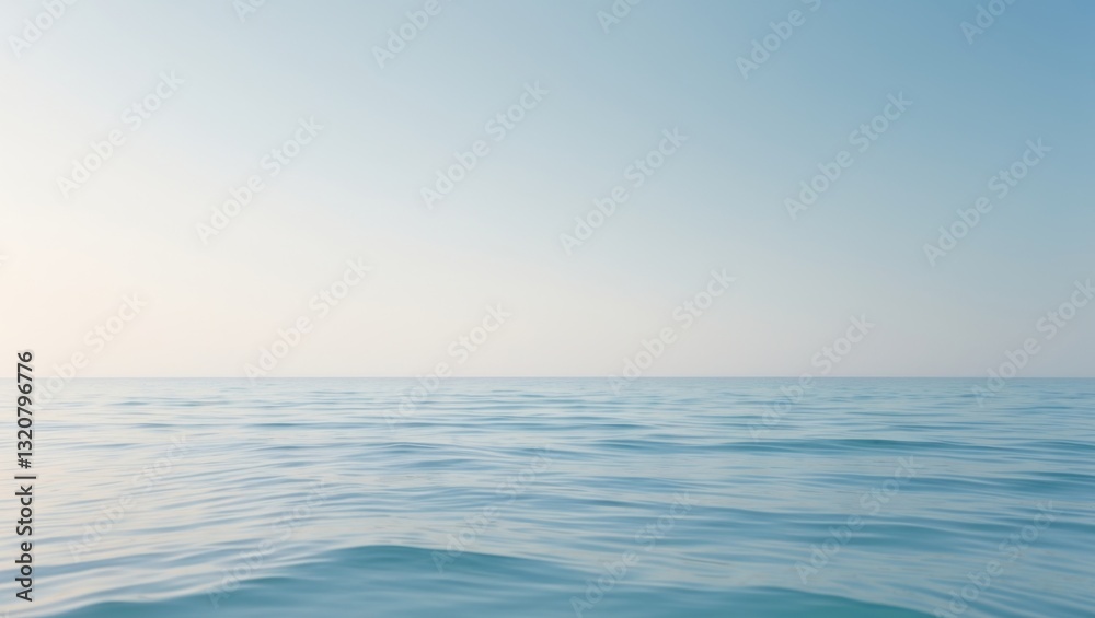 Fototapeta premium Tranquil Blue Ocean and Clear Sky with Gentle Reflection of Light