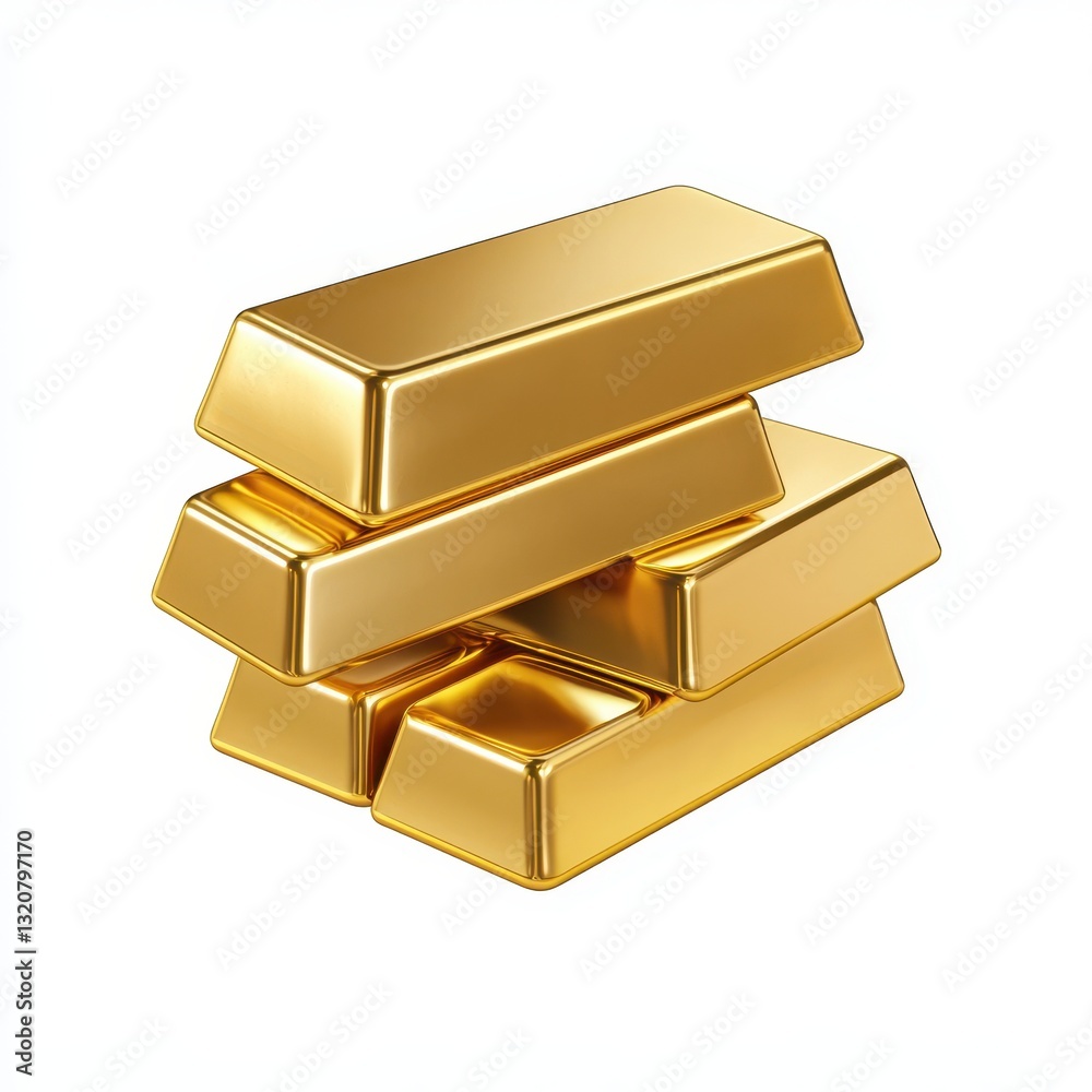 Stack of gold bars, isolated on clear white background Stack of gold bars, isolated on clear white background