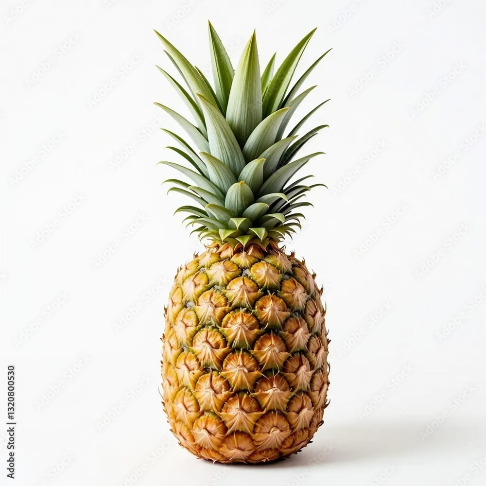 Fototapeta premium Whole Pineapple on White Background