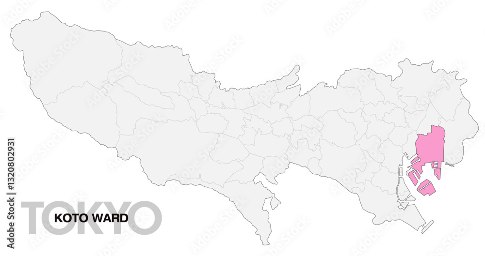 Obraz premium 東京都江東区の位置地図_04