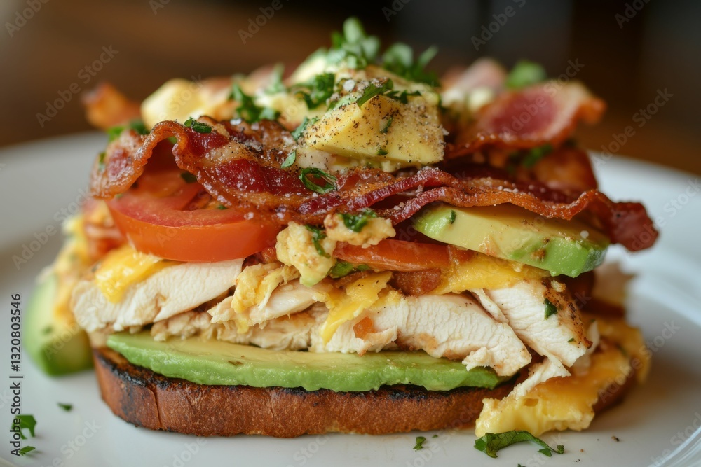 Cobb Salad with Chicken, Bacon, Avocado, and Fresh Tomatoes - A Delicious Lunch Dish Cobb Salad with Chicken, Bacon, Avocado, and Fresh Tomatoes - A Delicious Lunch Dish