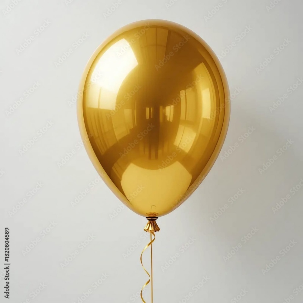 Obraz premium Gold Balloon Floating Against White Background