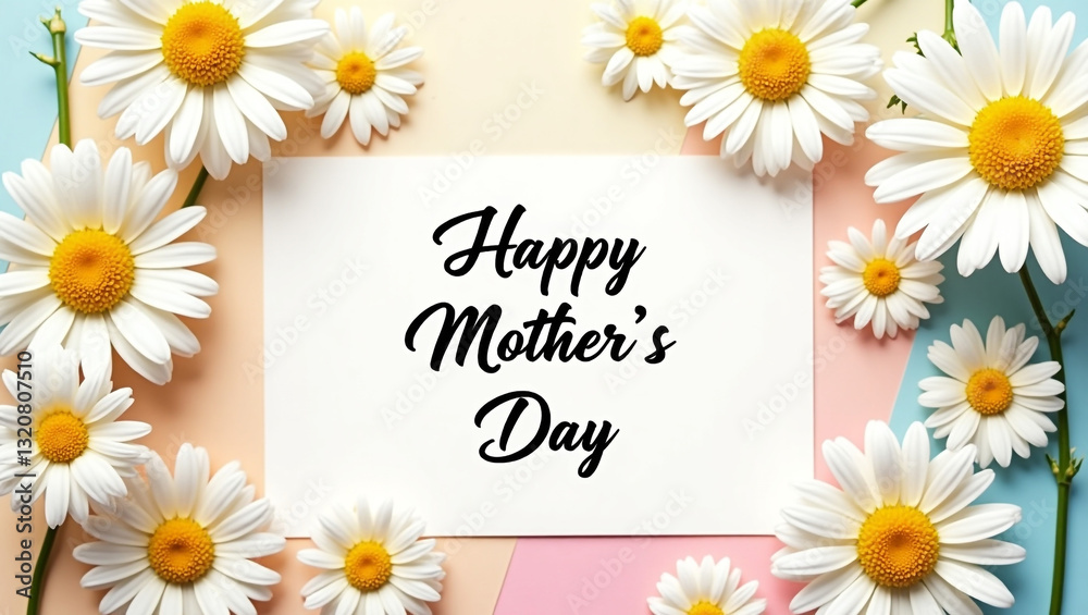 Mother's Day Poster Design with Spring Flowers and Festive Typography Mother's Day Poster Design with Spring Flowers and Festive Typography