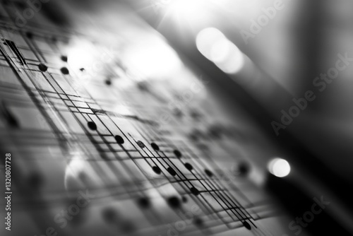 A black and white photograph of a sheet of music photo