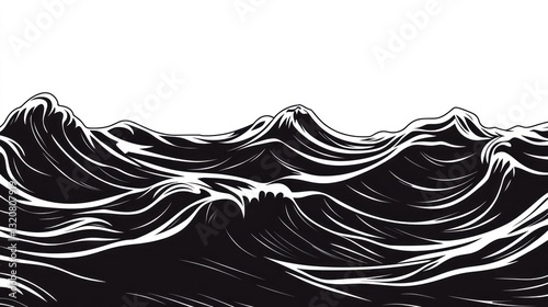 Abstract black and white ocean waves (5)