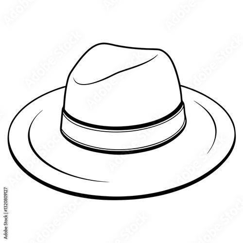 Fedora hat line art illustration.