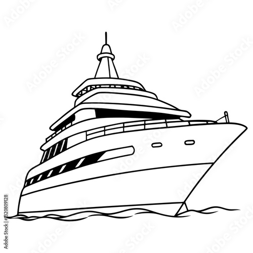  Luxury yacht line drawing.