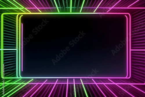 abstract colorful neon light background with blank screen