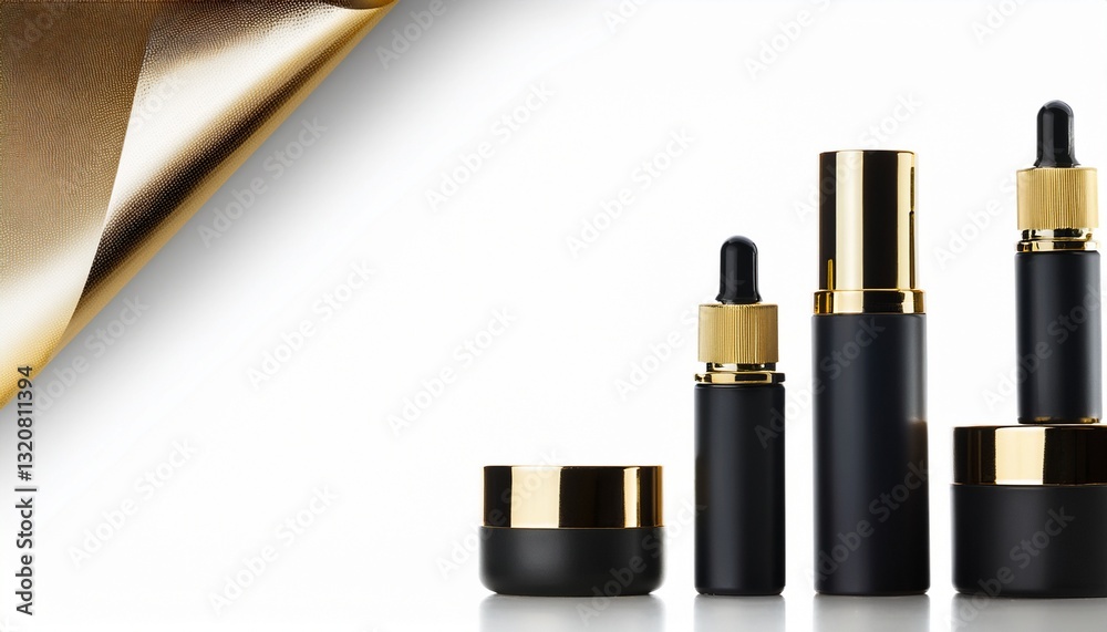 Obraz premium 블랙과 골드 포인트의 럭셔리한 화장품 용기가 고급스러운 느낌을 주는 이미지