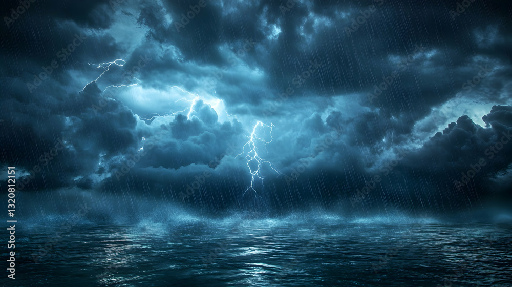 Dark Rainy Clouds with Lightning and Heavy Downpour Dark Rainy Clouds with Lightning and Heavy Downpour