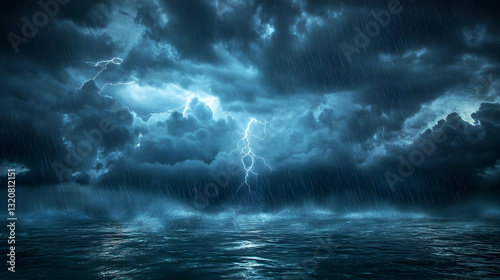 Dark Rainy Clouds with Lightning and Heavy Downpour