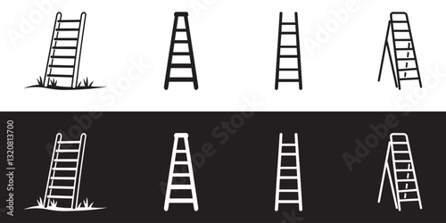 ladder icon set vector art