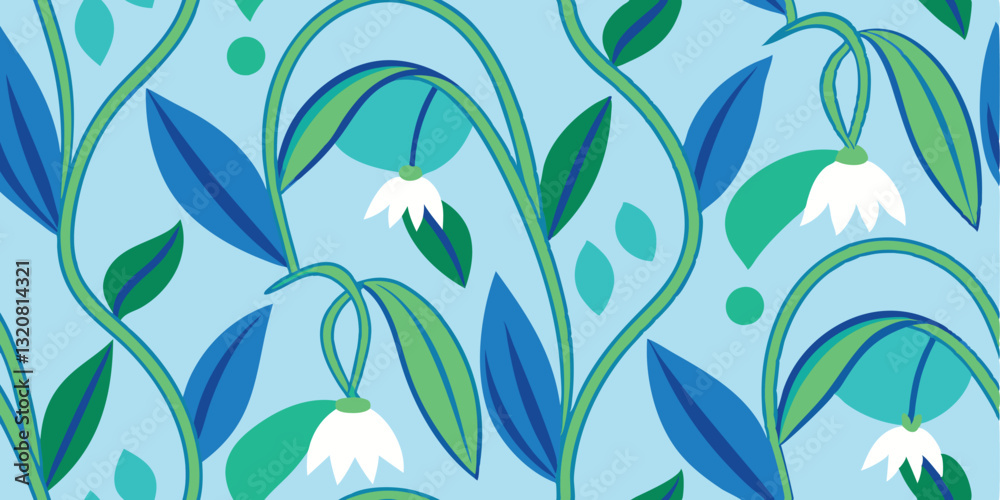 Floral trellis seamless pattern with bows and ribbons. Hand drawn lily of the valley flowers. Summer spring background. Vector design for fabric, wallpaper or wrapping paper. Floral trellis seamless pattern with bows and ribbons. Hand drawn lily of the valley flowers. Summer spring background. Vector design for fabric, wallpaper or wrapping paper.