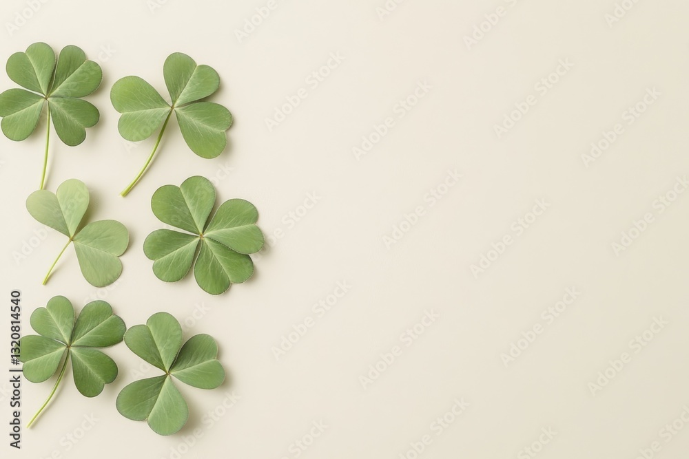 Monochromatic Green Shamrock Design With Intricate Details Centered on a White Backdrop for Minimalist Decor and Design Projects