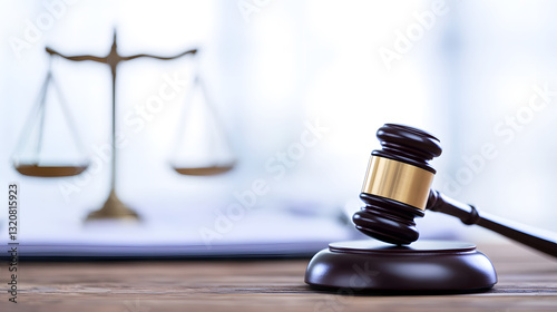 A gavel and scales of justice accompanied by a protective shield, symbolizing fairness, law, and protection in the legal system.
