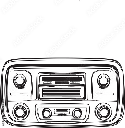 retro radio isolated on white