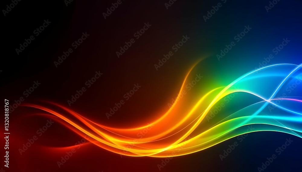 Vibrant Colorful Waves with Smooth Flowing Light on Dark Background