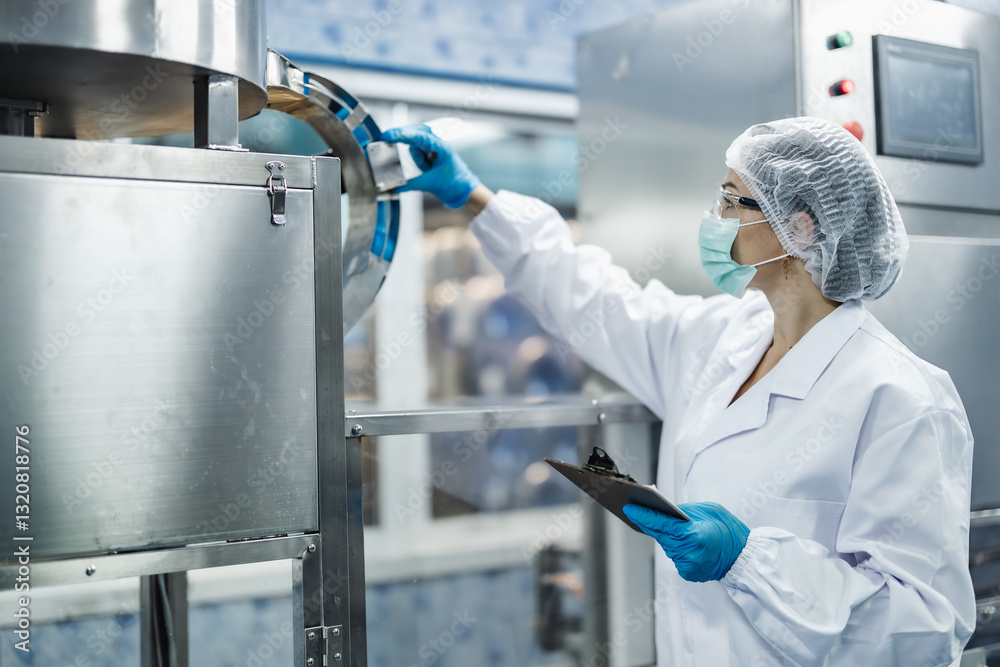 Industry inspector team working, QC staff work checking machine operation for safety and hygiene