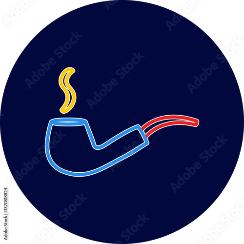 Unique Lit Smoking Pipe Vector Icon