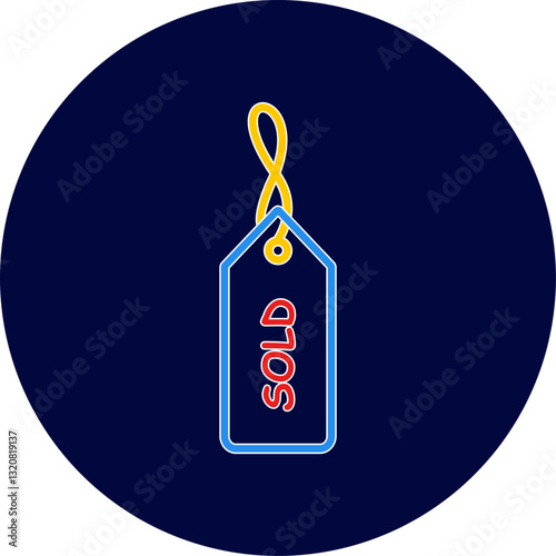 Unique Sold Tag Vector Icon