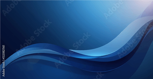 A captivating modern abstract design featuring a gradient background transitioning from deep navy blue to lighter shades of blue.