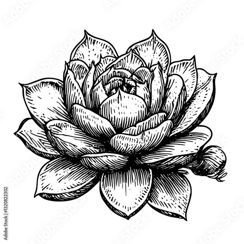 Intricate engraved lotus flower design ideal for tattoos and elegant packaging decoration