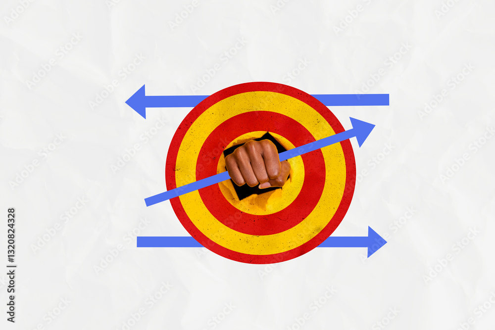 Template sketch trend 3D photo collage of strategy business resources development job route direction hand break target hold arrow vacancy Template sketch trend 3D photo collage of strategy business resources development job route direction hand break target hold arrow vacancy