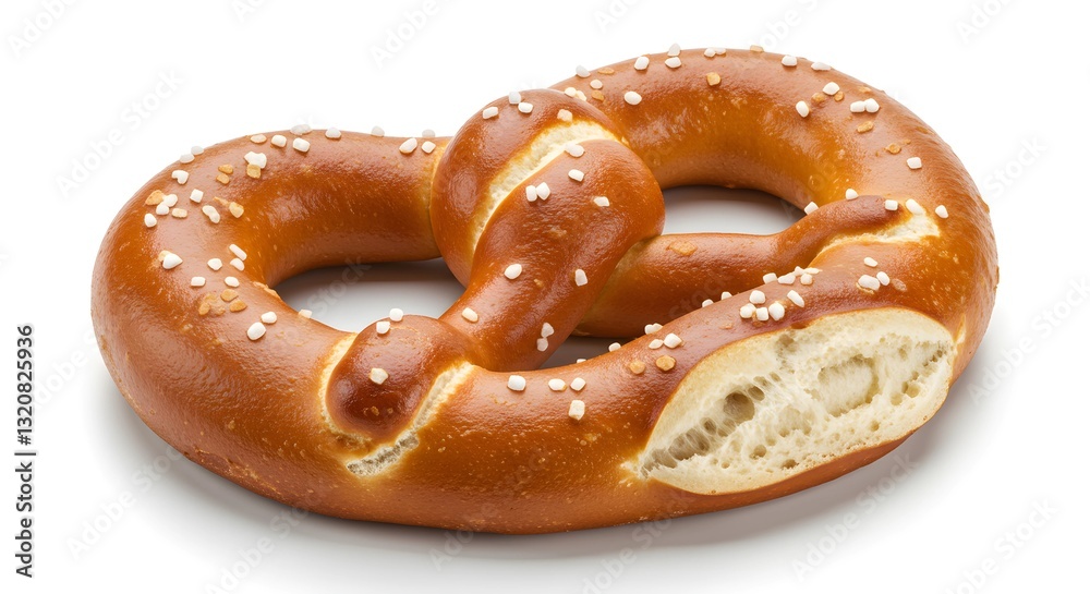 A single pretzel, isolated on a white background A single pretzel, isolated on a white background