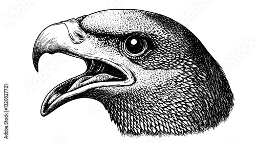 Intricate eagle head illustration perfect for tattoo design and packaging aesthetics in vector format